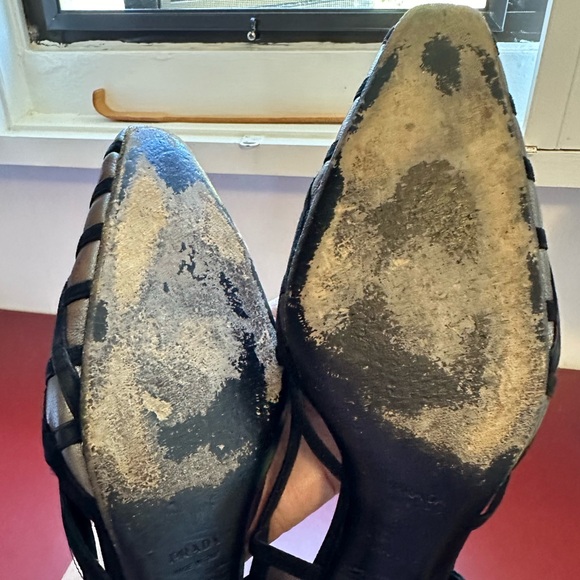 **PRADA Low Heel Slingbacks Black Suede and Silver, Size 39.5 / 9 US - Picture 7 of 7